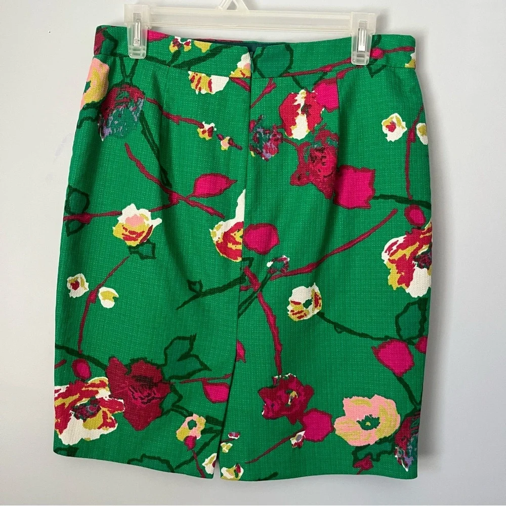 J. Crew Factory Basketweave Springtime Floral 100% Cotton Pencil Midi Skirt Sz 6